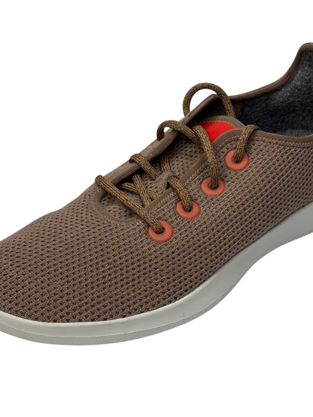 New Allbirds Men's Brown Knit Sneakers with Orange Eyelets Size 11M